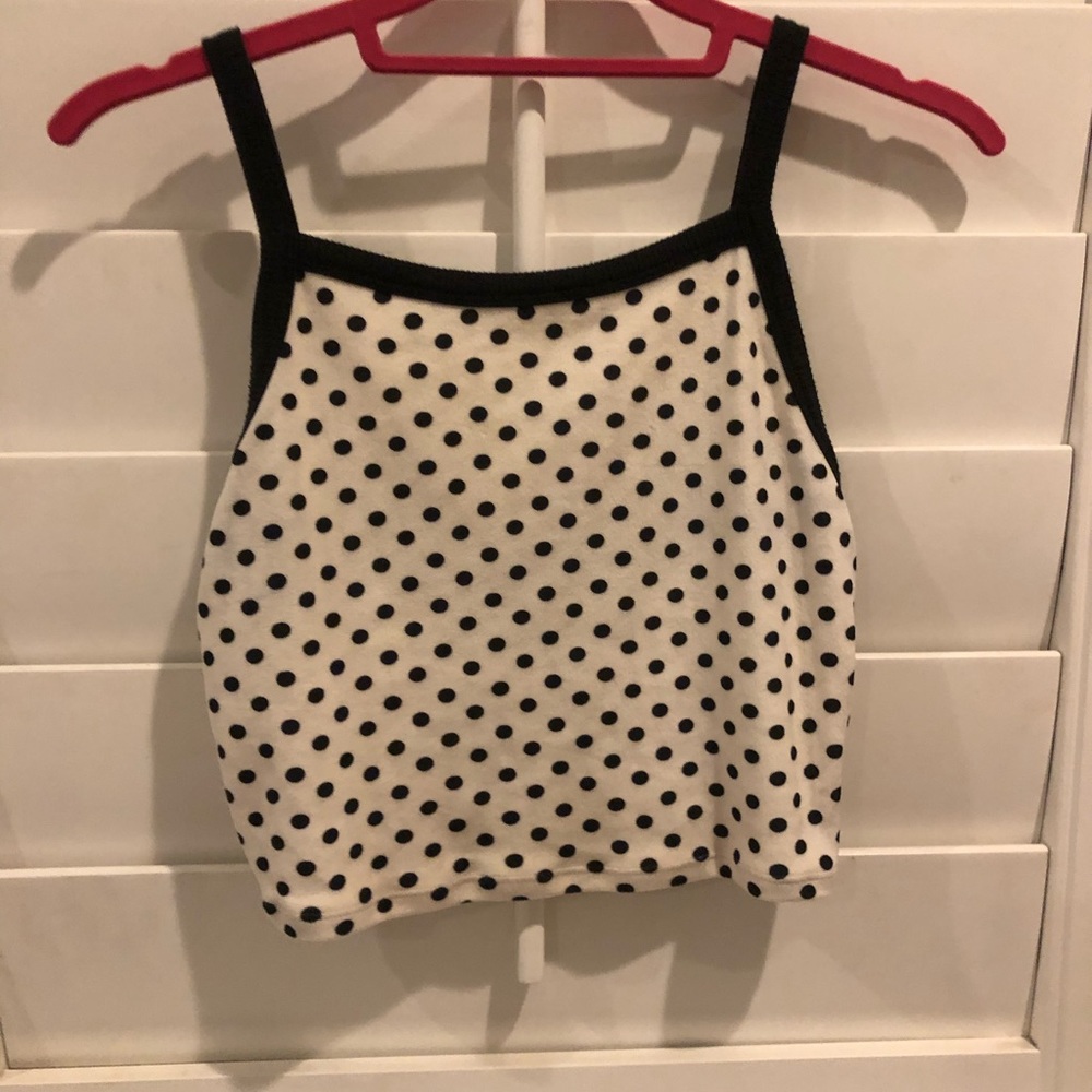Urban Outfitters White tank with black polkadots